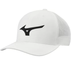 Mizuno Tour Vent Snapback Hat -Pro Golf Shop 2024 mizuno tour vent snapback hat white black front itempicture