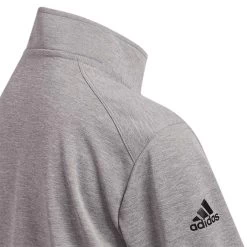 Adidas 2022 Boys Heather Quarter Zip Pullover -Pro Golf Shop adidas 2022 boys heather quarter zip pullover grey three detail 2 itempicture