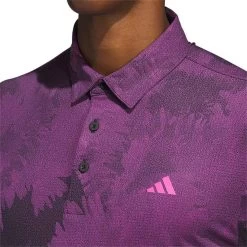 Adidas Flower Mesh Polo 16 Adidas Flower Mesh Polo -Pro Golf Shop adidas 2023 flower mesh polo black lucid fuchsia detail2 itempicture