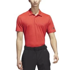 Adidas Ottoman Stripe Polo -Pro Golf Shop adidas 2023 ottoman stripe polo bright red collegiate navy model front itempicture