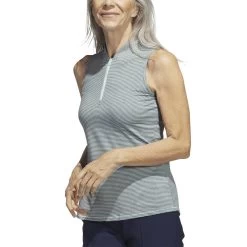 Adidas Women's Two Color Ottoman Sleeveless Polo -Pro Golf Shop adidas 2023 women s two color ottoman sleeveless polo semi flash aqua itempicture