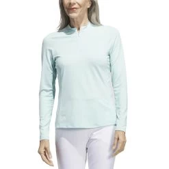 Adidas Women's Ultimate365 Quarter Zip Long Sleeve Mock -Pro Golf Shop adidas 23 womens ultimate365 quarter zip long sleeve mock semi flash aqua itempicture