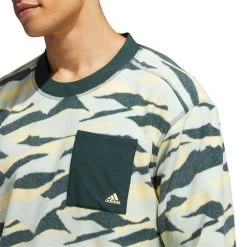 Adidas Texture Print Crewneck -Pro Golf Shop adidas fw22 texture print crewneck linen green shoulder detail itempicture