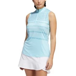 Adidas Women's Ultimate365 Herringbone Stripe Sleeveless Polo -Pro Golf Shop adidas fw22 womens ultimate365 herringbone stripe polo pulse blue front itempicture
