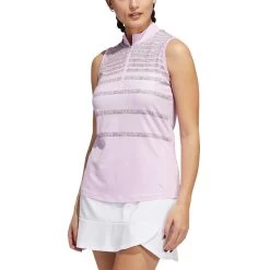 Adidas Women's Ultimate365 Herringbone Stripe Sleeveless Polo -Pro Golf Shop adidas fw22 womens ultimate365 herringbone stripe polo quiet crimson front itempicture