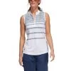 Adidas Women's Ultimate365 Herringbone Stripe Sleeveless Polo -Pro Golf Shop adidas fw22 womens ultimate365 herringbone stripe polo white crew navy front itempicture