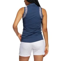 Adidas 2022 Women's Ultimate365 Printed Sleeveless Polo -Pro Golf Shop adidas fw22 womens ultimate365 printed sleeveless polo crew navy back itempicture