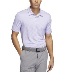 Adidas Ottoman Stripe Polo -Pro Golf Shop adidas ottoman stripe polo light purple white model front itempicture