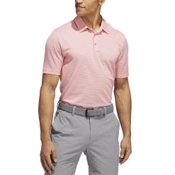 Adidas Ottoman Stripe Polo -Pro Golf Shop adidas ottoman stripe polo semi turbo white model front itempicture