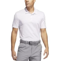 Adidas Ottoman Stripe Polo -Pro Golf Shop adidas ottoman stripe polo white almost pink model front itempicture