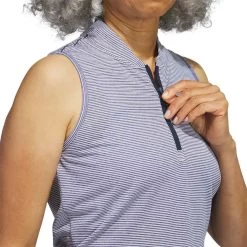 Adidas Women's Two Color Ottoman Sleeveless Polo -Pro Golf Shop adidas ss23 w two color ottoman sleeveless polo collegiate navy detail2 itempicture