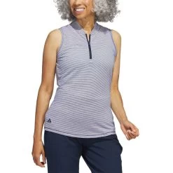 Adidas Women's Two Color Ottoman Sleeveless Polo -Pro Golf Shop adidas ss23 w two color ottoman sleeveless polo collegiate navy itempicture