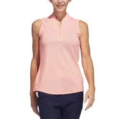 Adidas Women's Two Color Ottoman Sleeveless Polo -Pro Golf Shop adidas ss23 w two color ottoman sleeveless polo coral fusion itempicture