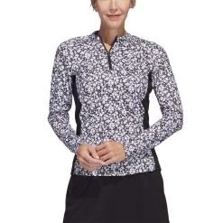 Adidas Women's Ultimate365 Print Pullover -Pro Golf Shop adidas ss23 womens ultimate365 print pullover black white itempicture