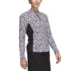 Adidas Women's Ultimate365 Print Pullover -Pro Golf Shop adidas ss23 womens ultimate365 print pullover black white side itempicture