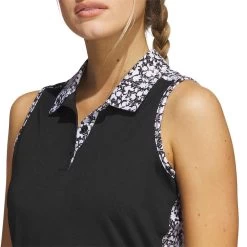 Adidas Women's Ultimate365 Printed Sleeveless Polo 13 Adidas Women's Ultimate365 Printed Sleeveless Polo -Pro Golf Shop adidas ss23 womens ultimate365 printed sleeveless polo black detail itempicture