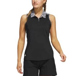 Adidas Women's Ultimate365 Printed Sleeveless Polo 10 Adidas Women's Ultimate365 Printed Sleeveless Polo -Pro Golf Shop adidas ss23 womens ultimate365 printed sleeveless polo black itempicture