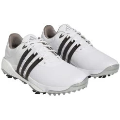 Adidas Tour360 22 Boost Golf Shoes White/Black/Silver -Pro Golf Shop adidas tour360 boost 22 golf shoes white black silver front true itempicture