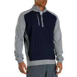 FootJoy Tech Sweater -Pro Golf Shop footjoy tech sweater navy heather grey front itempicture