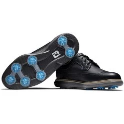 FootJoy Traditions Wing Tip Golf Shoes Black/Blue/Grey -Pro Golf Shop footjoy traditions wing tip golf shoes black blue grey combo itempicture