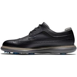 FootJoy Traditions Wing Tip Golf Shoes Black/Blue/Grey -Pro Golf Shop footjoy traditions wing tip golf shoes black blue grey instep itempicture