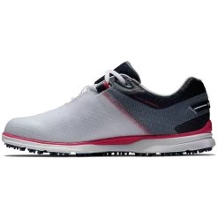 FootJoy Women's Pro SL Sport Golf Shoes White/Navy/Pink -Pro Golf Shop footjoy womens pro sl sport golf shoes white navy pink 98147 side itempicture