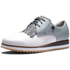 FootJoy Women's Sport Retro Golf Shoes White/Light Grey -Pro Golf Shop footjoy womens sport retro golf shoes white light grey toe itempicture