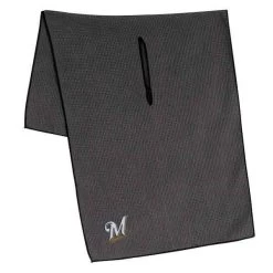 Team Effort MLB 19 X 41 Grey Microfiber Towel -Pro Golf Shop mcarthur sports mlb grey microfiber towel milwaukee brewers