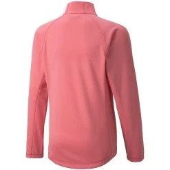 Puma Girls Quarter Zip Pullover -Pro Golf Shop puma 2021 girls quarter zip pullover parfait pink back itempicture