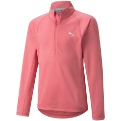Puma Girls Quarter Zip Pullover -Pro Golf Shop puma 2021 girls quarter zip pullover parfait pink itempicture