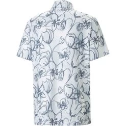 Puma Cloudspun Stems Polo -Pro Golf Shop puma cloudspun stems polo bright white evening sky back itempicture