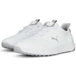 Puma Ignite Elevate Disc Golf Shoes White/Silver -Pro Golf Shop puma ignite elevate disc golf shoes white silver 376080 01 pair itempicture