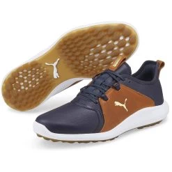 Puma Ignite Fasten8 Crafted Golf Shoes Navy Blazer/Gold/Leather Brown 9 Puma Ignite Fasten8 Crafted Golf Shoes Navy Blazer/Gold/Leather Brown -Pro Golf Shop puma ignite fasten8 crafted golf shoes navy blazer gold leather brown beauty itempicture