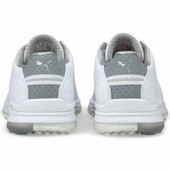 Puma Proadapt Alphacat Leather Golf Shoes White/Silver -Pro Golf Shop puma proadapt alphacat leather golf shoes white silver 376044 01 heel itempicture