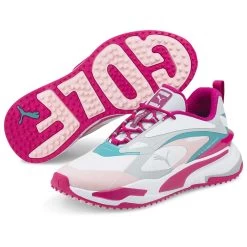 Puma Women's GS-Fast Golf Shoes White/Chalk Pink/Porcelain -Pro Golf Shop puma womens gs fast golf shoes white chalk pink porcelain pair itempicture