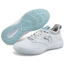 Puma Women's Ignite Malibu Golf Shoes White/Silver/Lucite -Pro Golf Shop puma womens ignite malibu golf white silver lucite 376158 01 pair itempicture