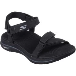 Skechers Women's GO GOLF Arch Fit Sandals Black -Pro Golf Shop skechers womens go golf arch fit sandals black angle itempicture