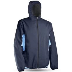 Sun Mountain Monsoon Hooded Rain Jacket -Pro Golf Shop sun mountain 2023 monsoon hooded rain jacket navy glacier itempicture
