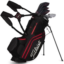 Titleist Hybrid 14 Stand Bag -Pro Golf Shop titleist 2023 hybrid 14 stand bag black black red straps itempicture