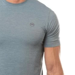 TravisMathew Scenic Vista Active Tee -Pro Golf Shop travismathew scenic vista active tee heather copen blue logo itempicture