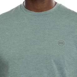 TravisMathew Scenic Vista Active Tee -Pro Golf Shop travismathew scenic vista active tee heather silver pine logo itempicture