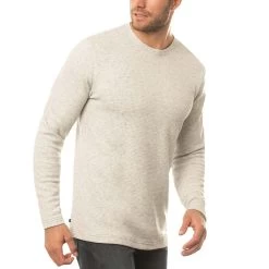 TravisMathew Cloud Waffle Crew -Pro Golf Shop travismathew waffle cloud crew heather light grey side itempicture